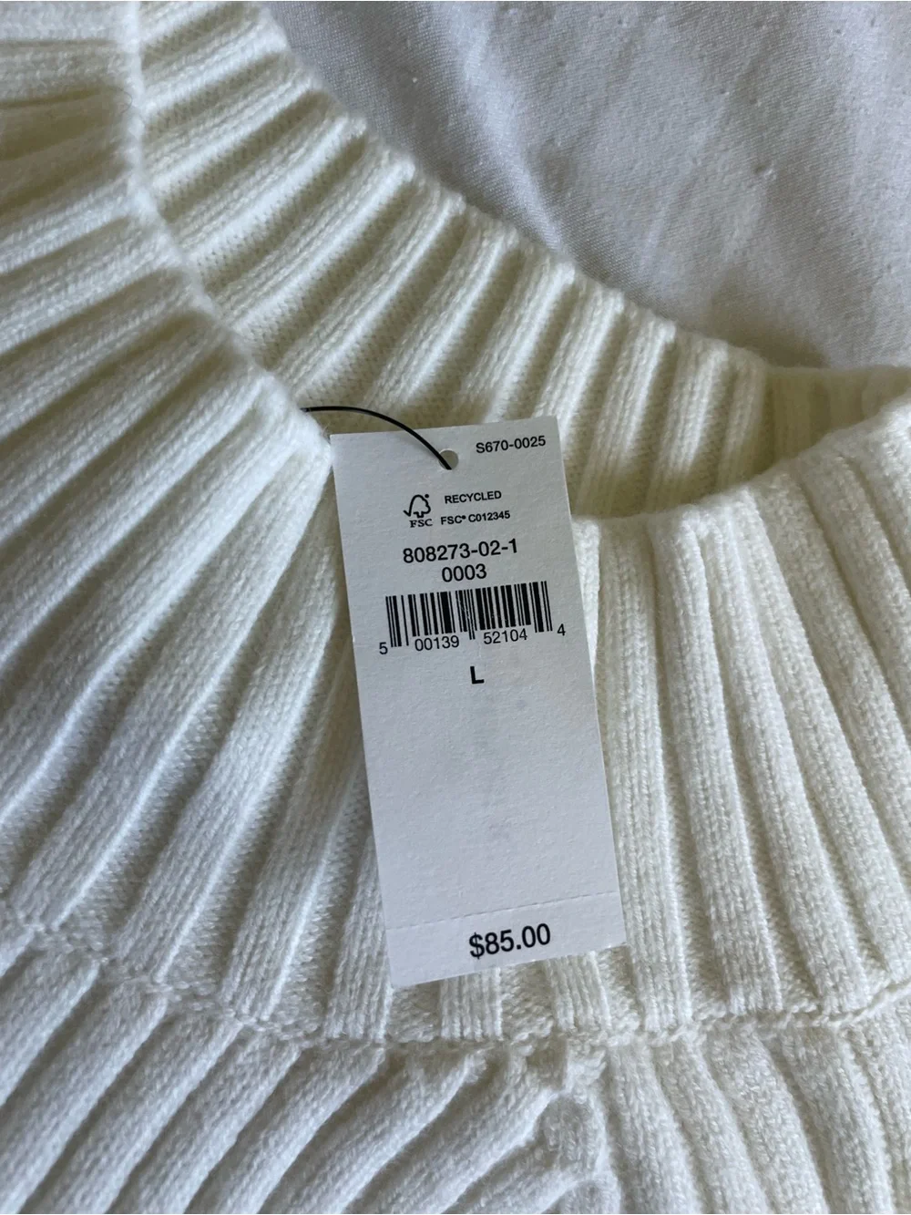 Banana Republic Men’s Ivory/Bone Ribbed Mock-Neck Sweater